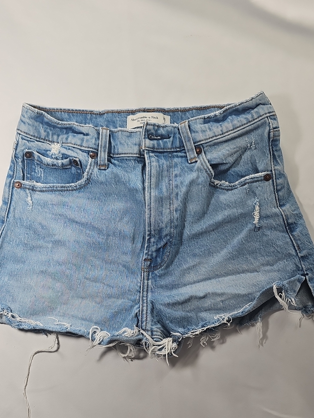 Abercrombie & Fitch Light Wash Distressed Denim Cutoff Shorts